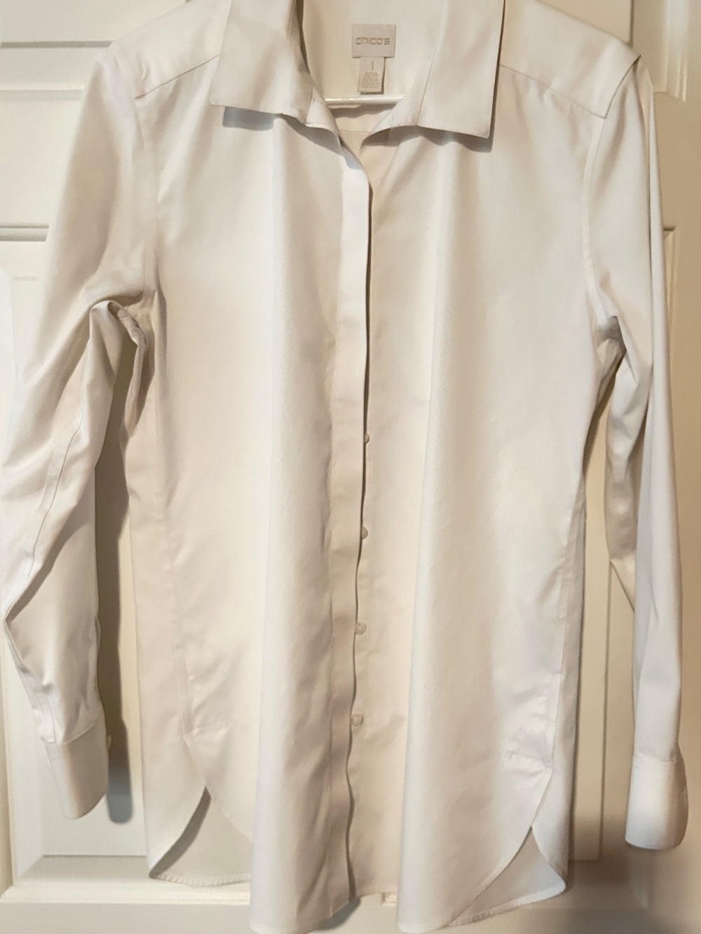 Chico's White Long-Sleeve Button Front Blouse